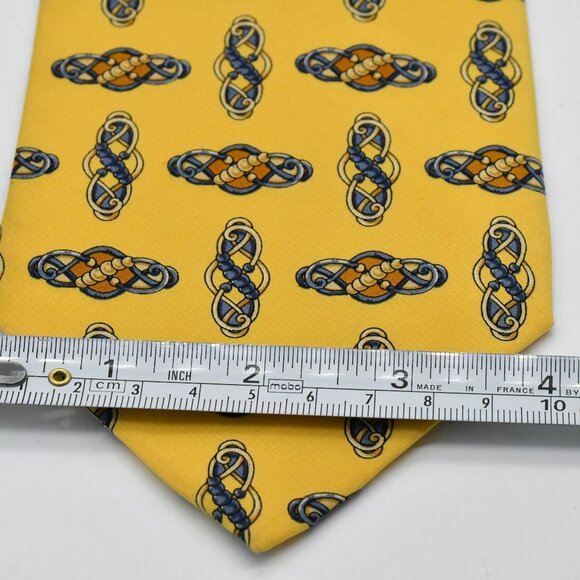 Valentino Cravatte Yellow 100% Silk Tie Hand Made Made In Italy - Picture 6 of 6